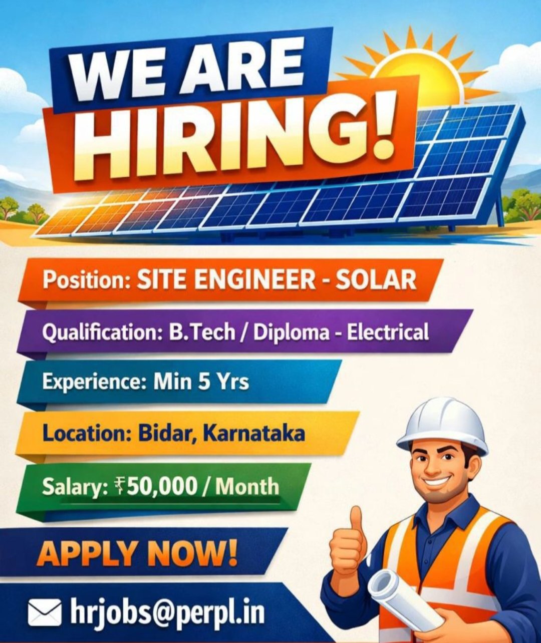Solar site engineer job in karnataka